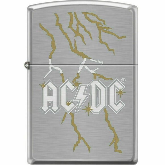 AC/DC-Lightning" Brushed Chrome Finish Zippo Lighter - Picture 1 of 1